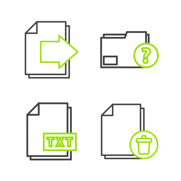 设置行删除文件文档，TXT，未知文件夹和下一页箭头图标。向量图片下载