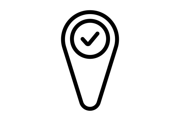 检查GPS线图标黑色勾勾网页符号极简的应用程序标志图片下载