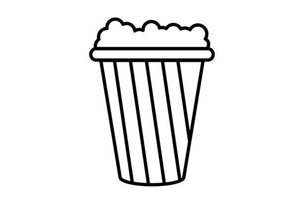 爆米花轮廓嘉年华图标节日标志黑色派对符号艺术品图片下载