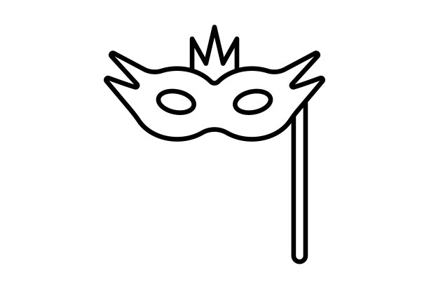 面具轮廓嘉年华图标节日标志黑色派对符号艺术品图片下载