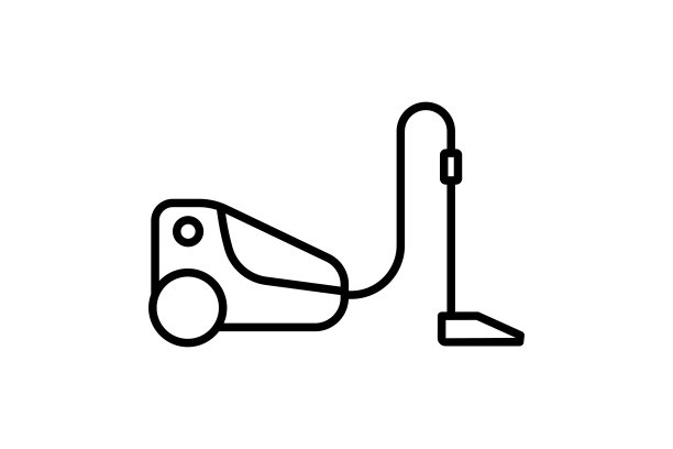 吸尘器图标。图标涉及清洁，电子，家用电器。线条图标风格的设计。简单的矢量设计可编辑图片下载