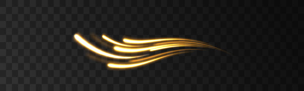 彗星飞成黄色。抽象的白色波浪。矢量魔力发光的星星灯光效果与霓虹灯模糊曲线。闪闪发光的半透明彗星散景。旋涡曲线的影响。图片下载