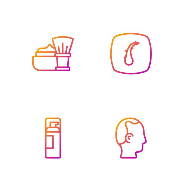 脱毛，剃须啫喱泡沫，刷与人体毛囊。渐变颜色图标。向量图片下载