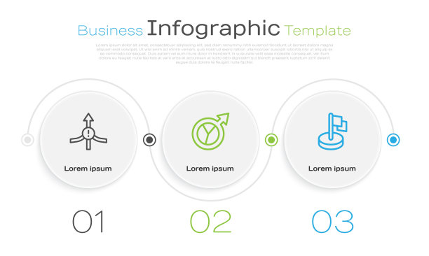设线箭头，财务增长和旗帜。业务信息图表模板。向量图片下载