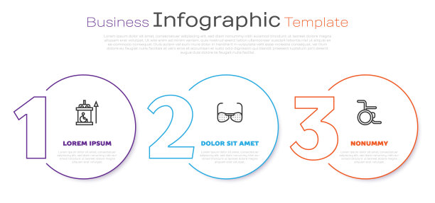设有残疾人专用电梯、盲人专用电梯和轮椅专用电梯。业务信息图表模板。向量图片下载