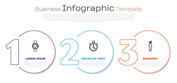 设置智能手表，秒表和胡萝卜线。业务信息图表模板。向量图片下载