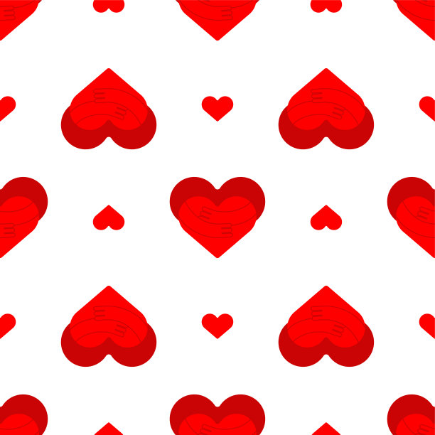 拥抱心图案无缝。友情和爱情的背景。图片下载