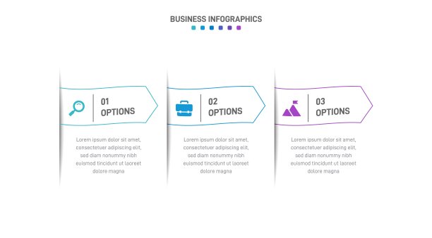 时间线信息图与信息图表。具有3种业务流程的现代表示模板。网站模板白色背景的概念现代设计。横向布局。图片下载