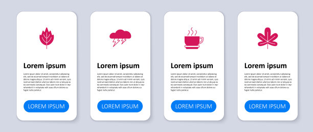 集栗叶，咖啡杯，云和闪电和叶子。业务信息图表模板。向量图片下载
