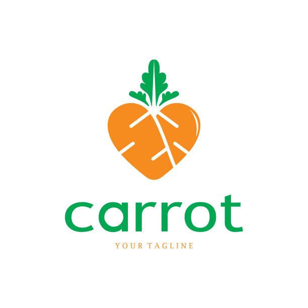 胡萝卜插图创意设计胡萝卜农产品标志图标，胡萝卜加工，素食食品，农贸市场，矢量图片下载