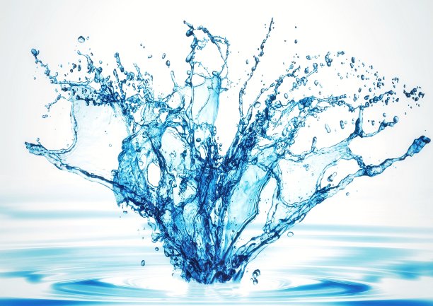 在水面上的涟漪和飞溅的3d插图图片下载