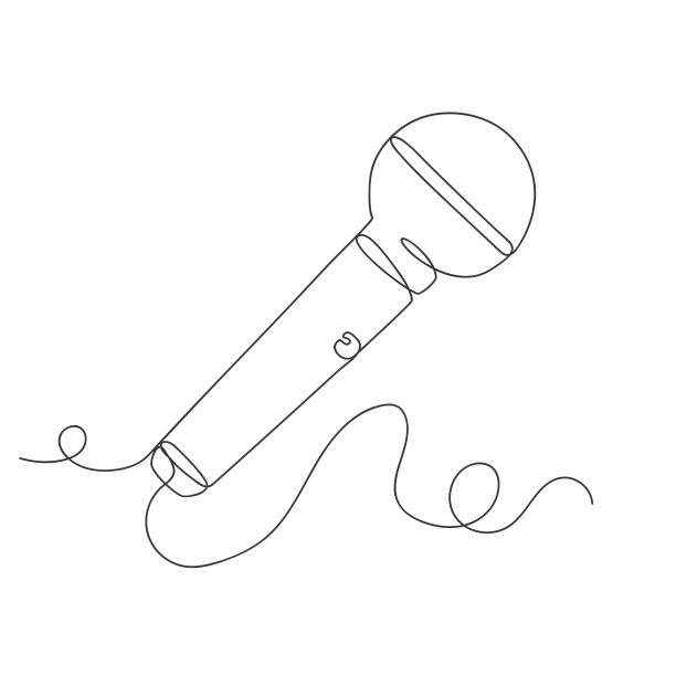 连续单线艺术麦克风隔离矢量插图。图片下载