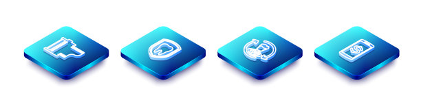 设置等距线相机胶卷墨盒，牙齿保护，人力资源和智能手机与美元图标。向量图片下载