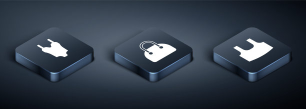 设置等长泳装，汗衫和手袋图标。向量图片下载