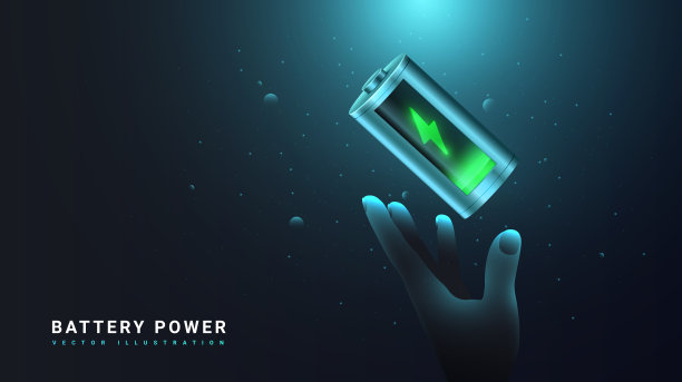 电池电源现实矢量横幅图片下载