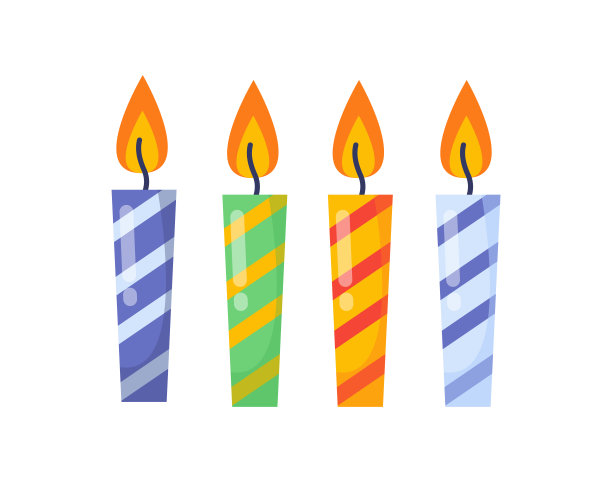 生日派对彩色蜡烛矢量概念图片下载