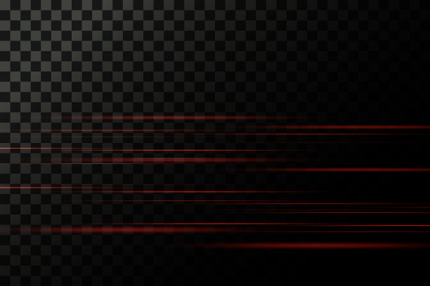 一组红线，激光束，明亮的光束与闪光和灰尘在透明的背景。图片下载