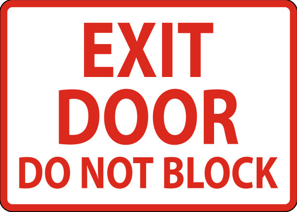 出口门不要挡住白色背景的标志图片下载