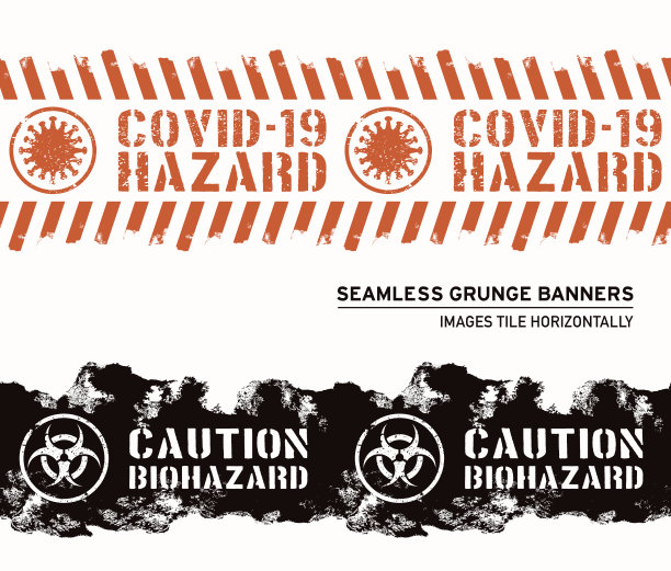 花砖Covid-19垃圾横幅设置在白色图片下载