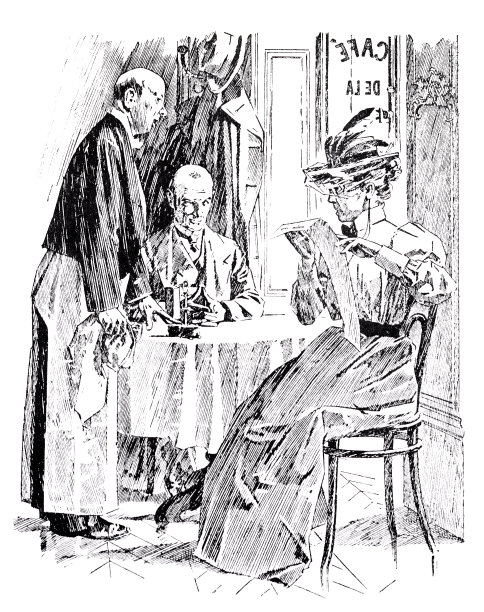 妻子向服务员点餐，手里拿着菜单，她挑剔地看着图片下载