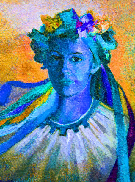 插图乌克兰油画肖像的妇女在乌克兰民族服装图片下载