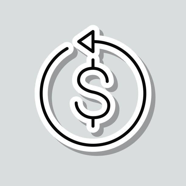 美元与反向箭头。图标贴纸在灰色背景图片下载