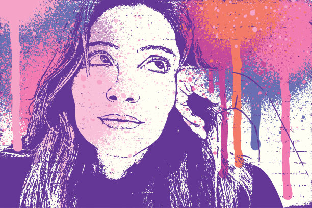 女人的肖像向上看街头艺术风格图片下载