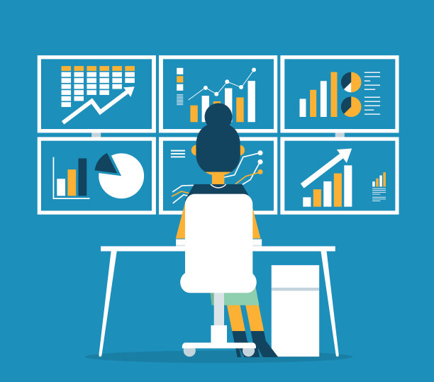 商业女性分析商业图表和网络seo图片下载