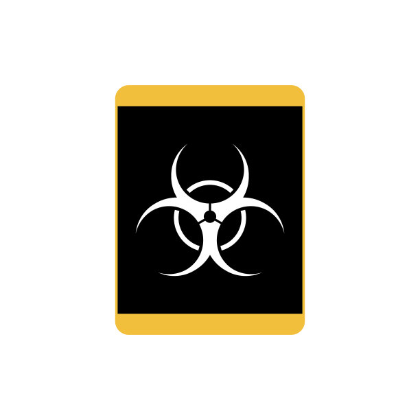 屏幕上的平板电脑生物危害标志图片下载