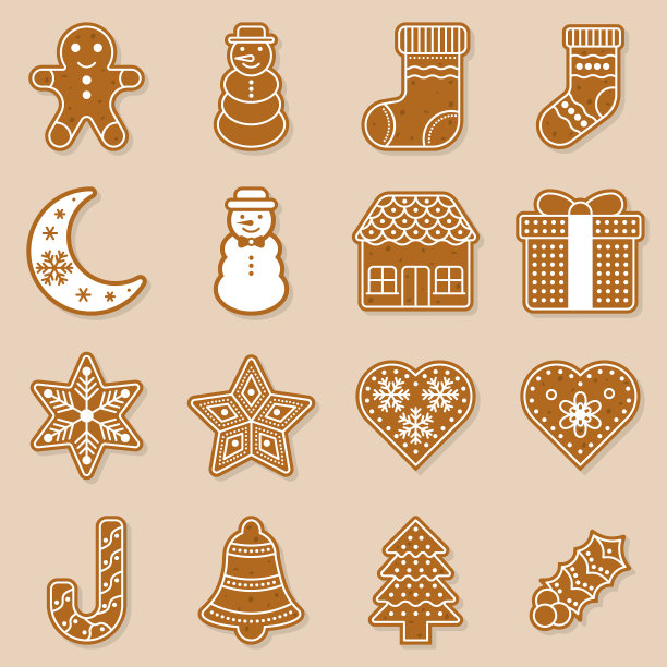 圣诞主题的姜饼平面设计图片下载