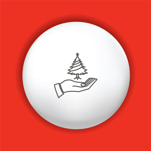 细线手和圣诞图标在闪亮的按钮图片下载