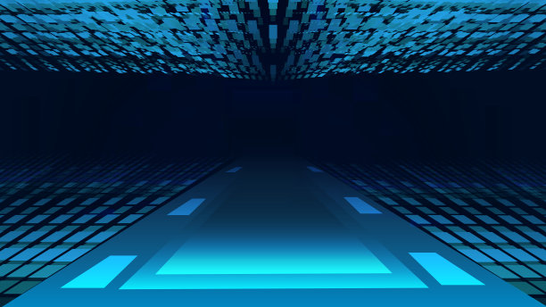 未来抽象几何技术背景-黑暗背景上的多个技术结构。图片下载