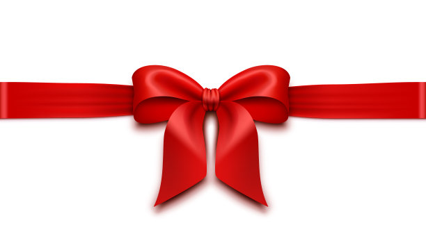 红色礼品蝴蝶结与丝带图片下载
