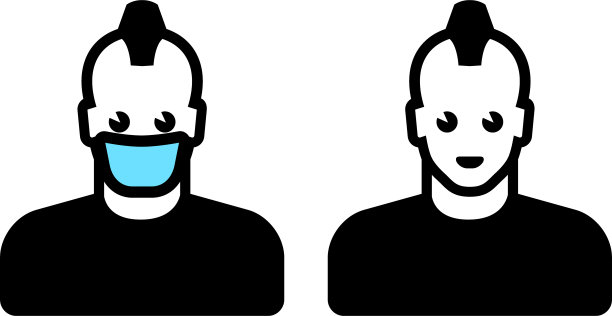 男子戴着黑白图标面具图片下载