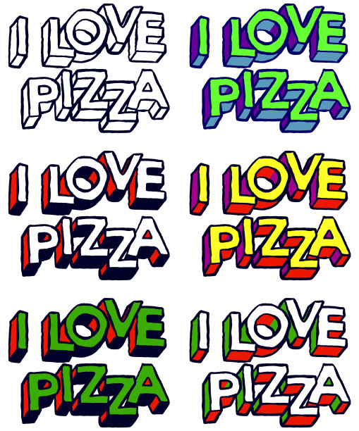 三维的I Love Pizza文本图片下载