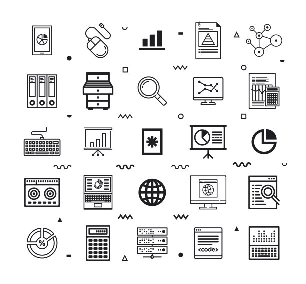 决策与数据科学线风格矢量图标集图片下载