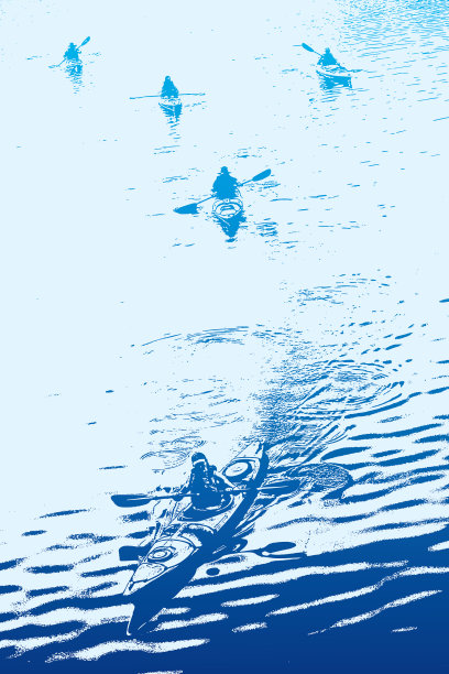 湖上的一群皮划艇运动员图片下载