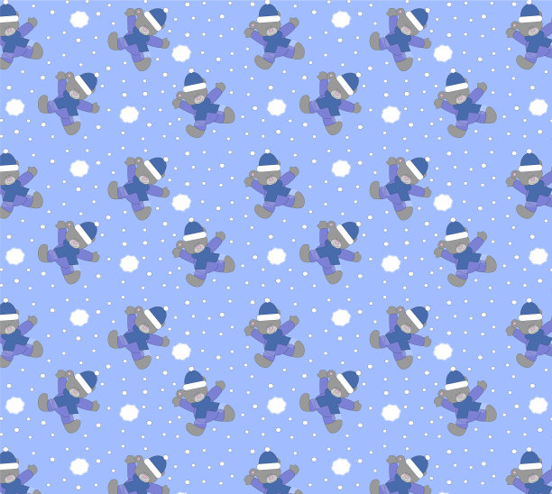 冬天的泰迪熊无缝图案图片下载