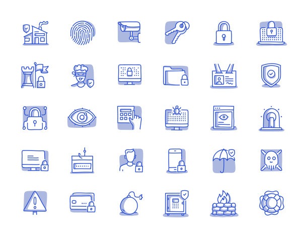 安全手绘线图标设置图片下载