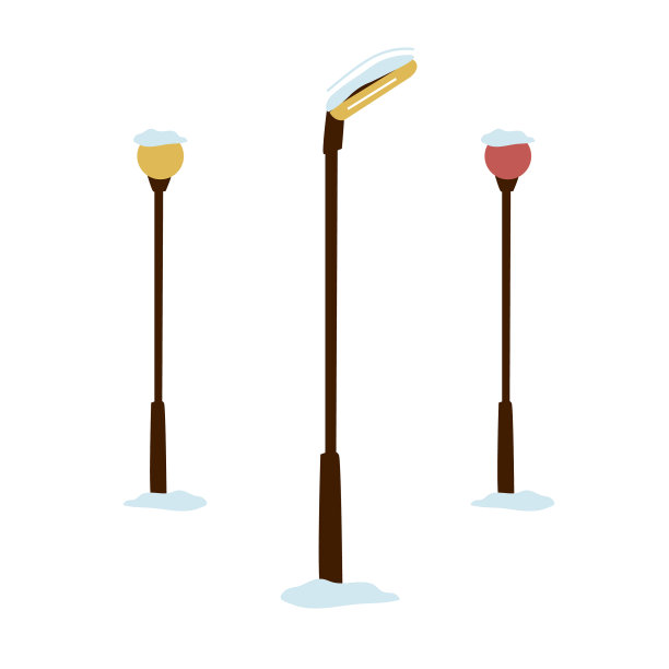 冬季公园里的路灯图片下载