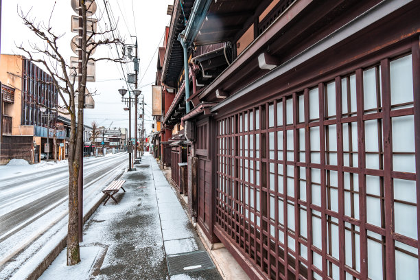 位于日本高山老城的古老而正宗的日本传统村庄图片下载