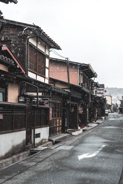 位于日本高山老城的古老而正宗的日本传统村庄图片下载