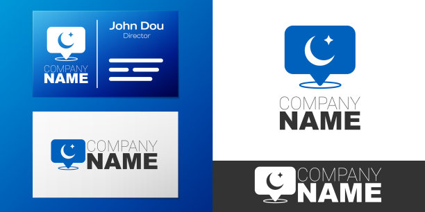 标志式月亮和星星图标孤立在白色图片下载