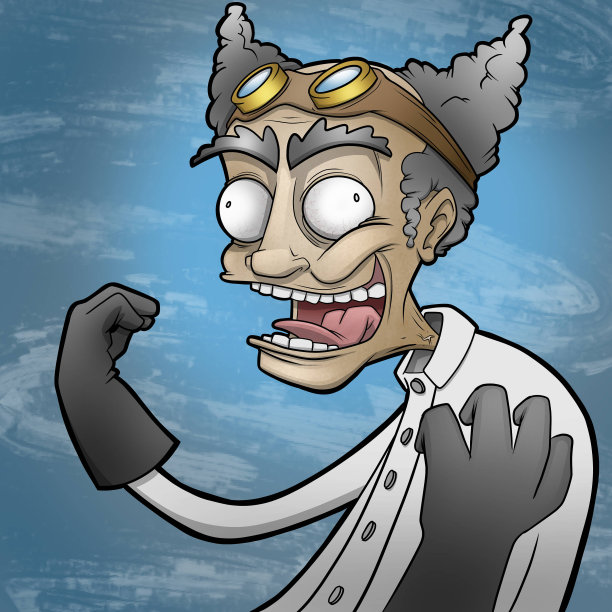 大笑的疯狂科学家卡通插图图片下载