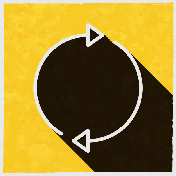 刷新。图标与长阴影的纹理黄色背景图片下载