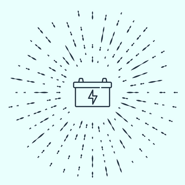 黑色线汽车电池图标隔离在灰色图片下载