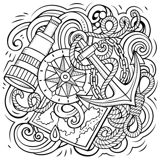 航海卡通矢量插图。图片下载