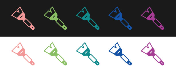 设置养蜂刷图标孤立在黑色和图片下载