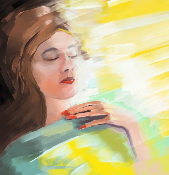 一个闭着眼睛的年轻女子的肖像图片下载