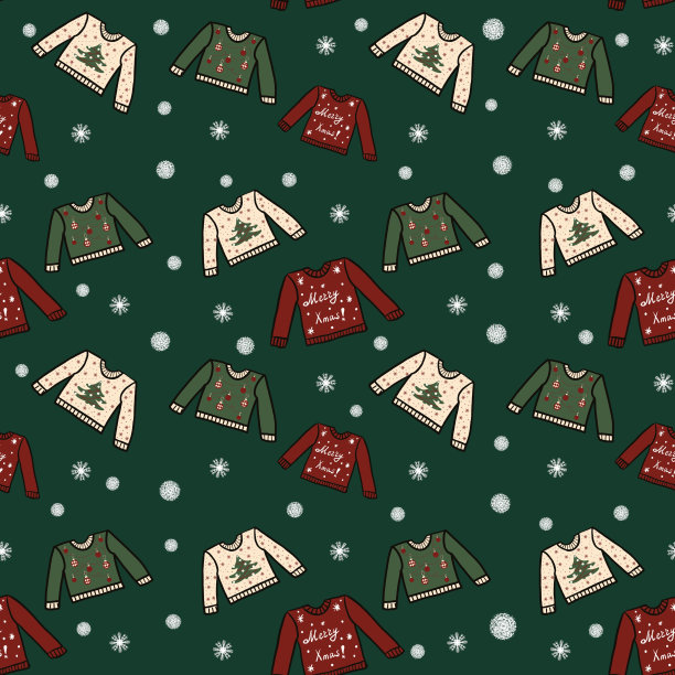 绿色背景上的圣诞节图案图片下载